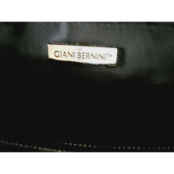 Giani Bernini Black Leather Bag Purse White Stitching‎ Silver Hardware Vintage - Picture 12 of 16